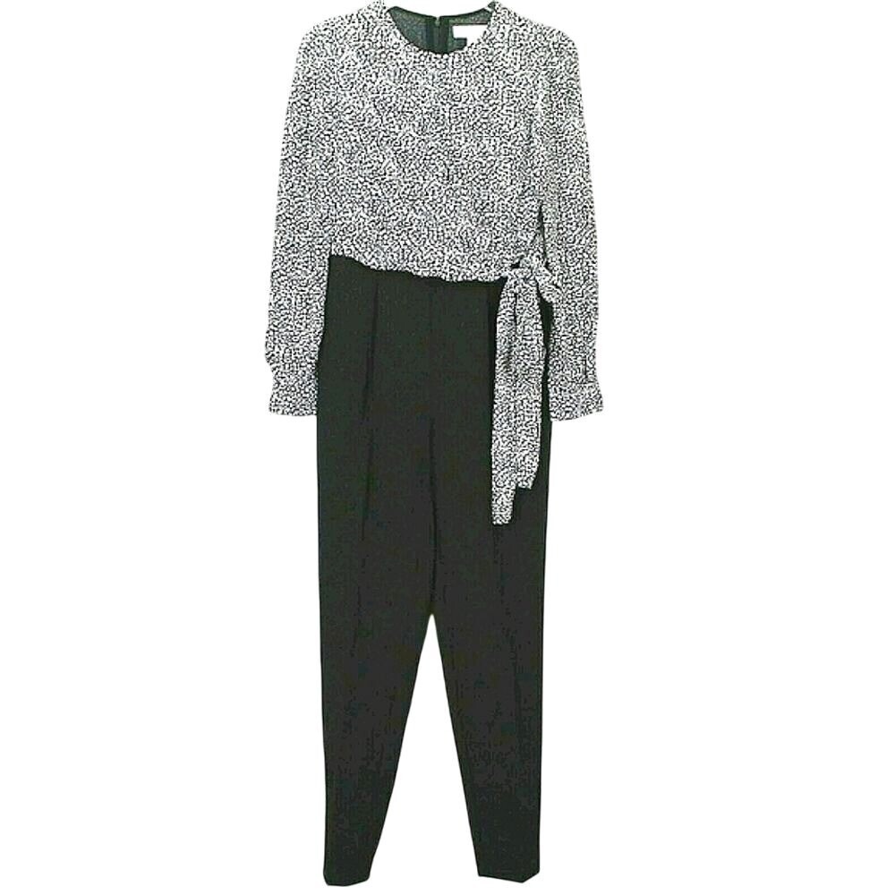 MICHAEL Michael Kors Black Jumpsuit 2‎ Animal Print Top Long Sleeve Mob Wife